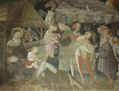 Geburtsszene aus dem Zyklus der Reise der Heiligen Drei Könige, Bolognini-Kapelle, ca. 1420 von Giovanni da Modena